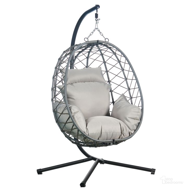 The appearance of Summit Outdoor Single Person Egg Swing Chair In Grey designed by LeisureMod in the transitional interior design. This grey piece of furniture  was selected by 1StopBedrooms from Summit Collection to add a touch of cosiness and style into your home. Sku: SSCGR-35GR. Material: Polyester. Product Type: Outdoor Chair. Image1