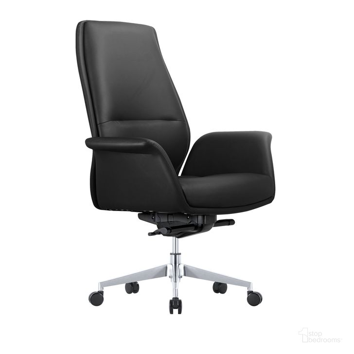 The appearance of Summit Series Office Chair In Black Leather designed by LeisureMod in the modern / contemporary interior design. This black piece of furniture  was selected by 1StopBedrooms from Summit Collection to add a touch of cosiness and style into your home. Sku: SO21BLL. Material: Leather. Product Type: Office Chair. Image1