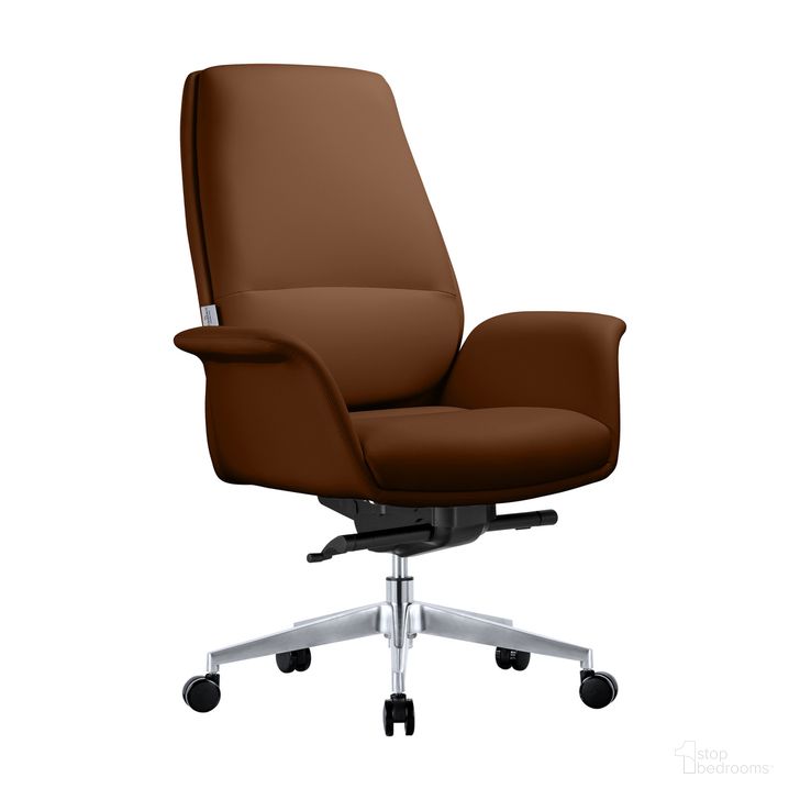 The appearance of Summit Series Office Chair In Dark Brown Leather designed by LeisureMod in the modern / contemporary interior design. This dark brown piece of furniture  was selected by 1StopBedrooms from Summit Collection to add a touch of cosiness and style into your home. Sku: SO21DBRL. Material: Leather. Product Type: Office Chair. Image1