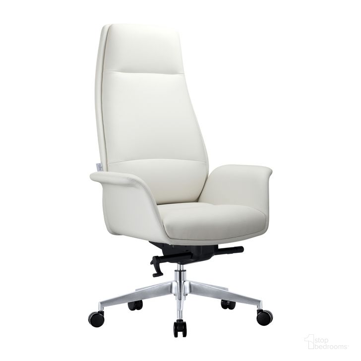 The appearance of Summit Series Tall Office Chair In White Leather designed by LeisureMod in the modern / contemporary interior design. This white piece of furniture  was selected by 1StopBedrooms from Summit Collection to add a touch of cosiness and style into your home. Sku: SOT21WL. Material: Leather. Product Type: Office Chair. Image1