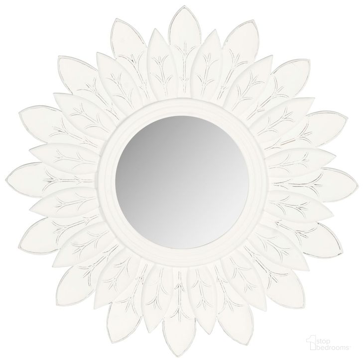 The appearance of Sun King Mirror MIR5003D designed by Safavieh in the traditional interior design. This white piece of furniture  was selected by 1StopBedrooms from Sun Collection to add a touch of cosiness and style into your home. Sku: MIR5003D. Product Type: Mirror. Image1