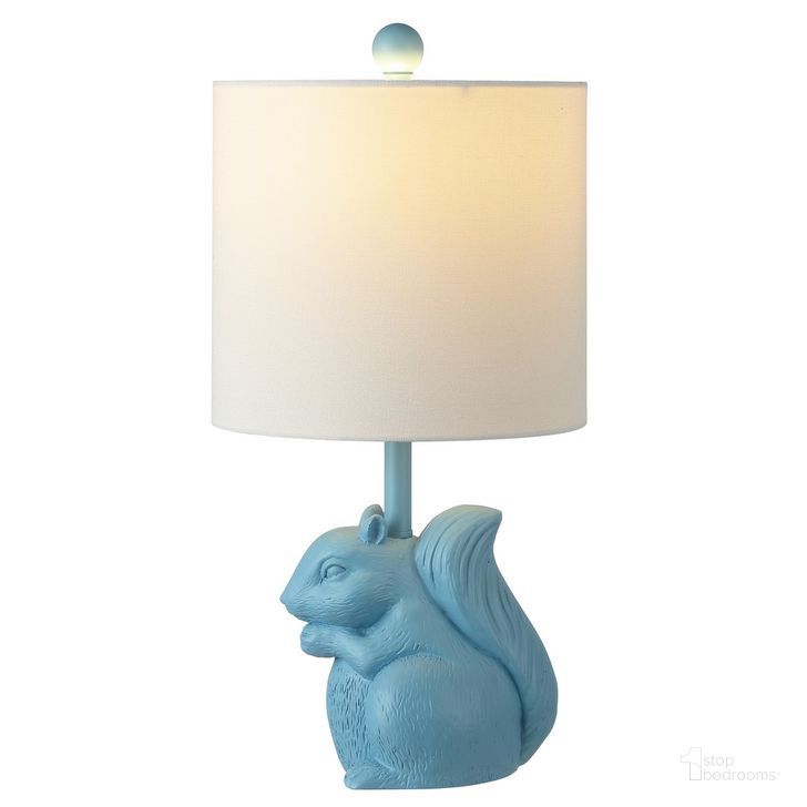 The appearance of Sunny Squirrel Lamp in Blue designed by Safavieh in the coastal interior design. This blue piece of furniture  was selected by 1StopBedrooms from Sunny Collection to add a touch of cosiness and style into your home. Sku: KID4245D. Material: Ceramic. Product Type: Table Lamp. Image1