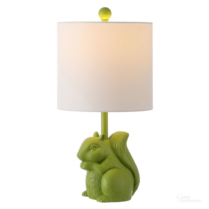 The appearance of Sunny Squirrel Lamp in Green designed by Safavieh in the coastal interior design. This green piece of furniture  was selected by 1StopBedrooms from Sunny Collection to add a touch of cosiness and style into your home. Sku: KID4245E. Material: Ceramic. Product Type: Table Lamp. Image1