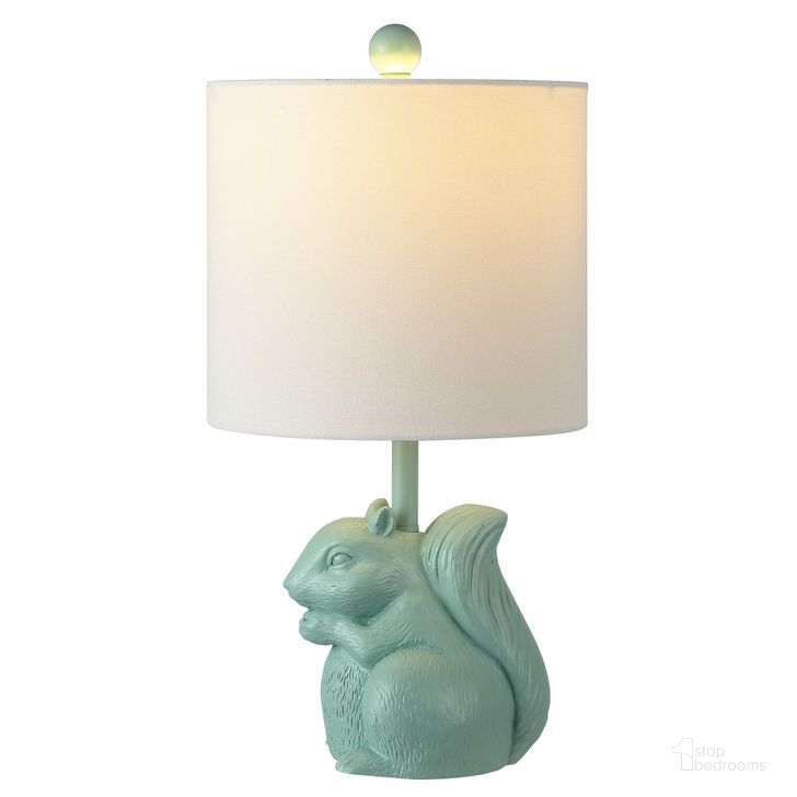 The appearance of Sunny Squirrel Lamp in Seafoam designed by Safavieh in the coastal interior design. This seafoam piece of furniture  was selected by 1StopBedrooms from Sunny Collection to add a touch of cosiness and style into your home. Sku: KID4245C. Material: Ceramic. Product Type: Table Lamp. Image1