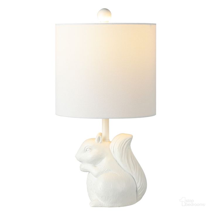 The appearance of Sunny Squirrel Lamp in White designed by Safavieh in the coastal interior design. This white piece of furniture  was selected by 1StopBedrooms from Sunny Collection to add a touch of cosiness and style into your home. Sku: KID4245A. Material: Ceramic. Product Type: Table Lamp. Image1