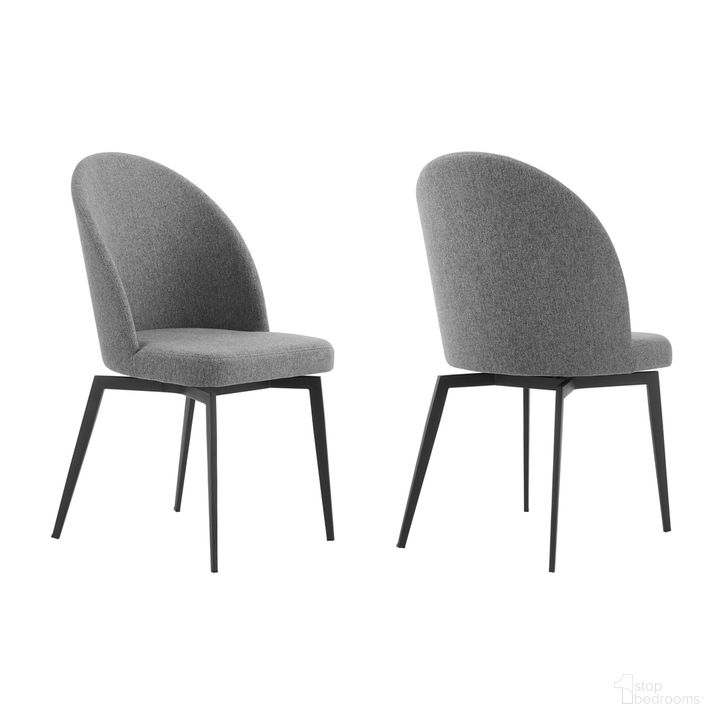 The appearance of Sunny Swivel Gray Fabric and Metal Dining Room Chair Set of 2 designed by Armen Living in the modern / contemporary interior design. This gray piece of furniture  was selected by 1StopBedrooms from Sunny Collection to add a touch of cosiness and style into your home. Sku: LCSNSIGR. Material: Fabric. Product Type: Dining Chair. Image1