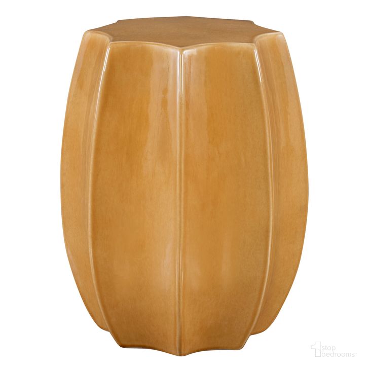 The appearance of Sunrise Amber Gloss Scalloped Garden Stool In Brown designed by Uttermost in the modern / contemporary interior design. This brown piece of furniture  was selected by 1StopBedrooms from Sunrise Garden Collection to add a touch of cosiness and style into your home. Sku: 25271. Material: Other. Product Type: Stool. Image1
