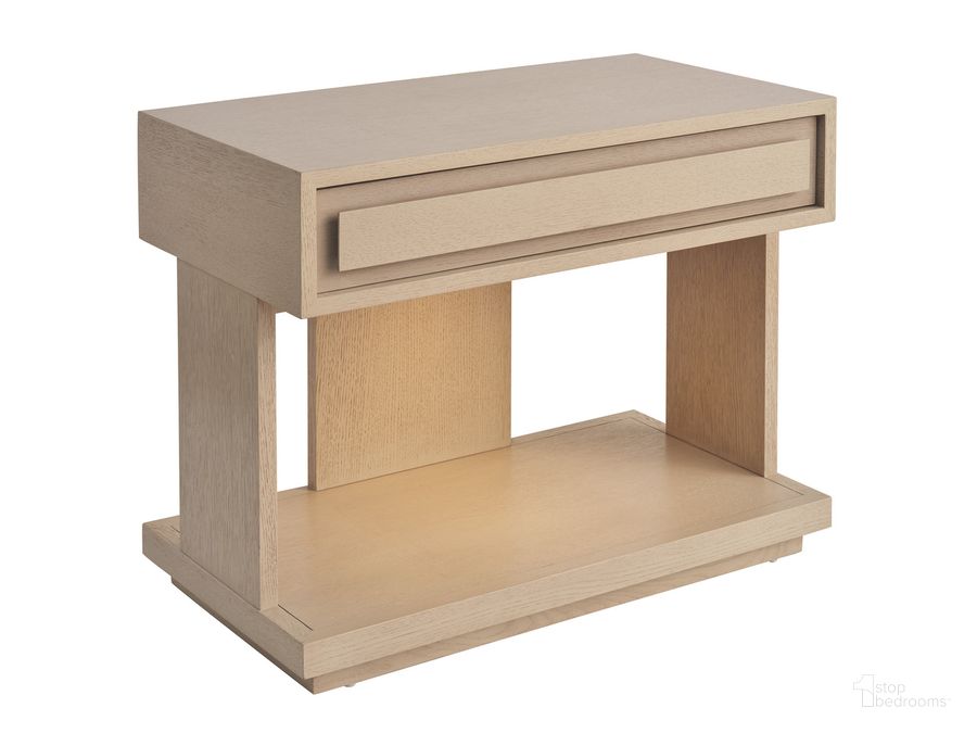 The appearance of Sunset Key Gavin Nightstand In Sand designed by Tommy Bahama in the modern / contemporary interior design. This sand piece of furniture  was selected by 1StopBedrooms from Sunset Key Collection to add a touch of cosiness and style into your home. Sku: 01-0578-622. Material: Wood. Product Type: Nightstand. Image1