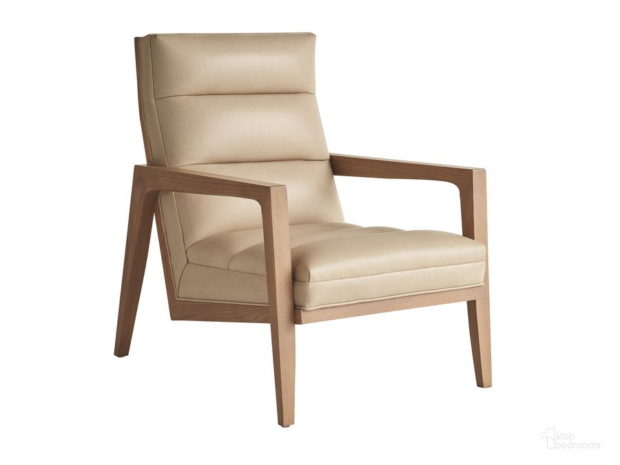 The appearance of Sunset Key Hayley Leather Chair In Champagne designed by Tommy Bahama in the modern / contemporary interior design. This champagne piece of furniture  was selected by 1StopBedrooms from Sunset Key Collection to add a touch of cosiness and style into your home. Sku: 01-1626-11-LL-40. Product Type: Chair. Image1