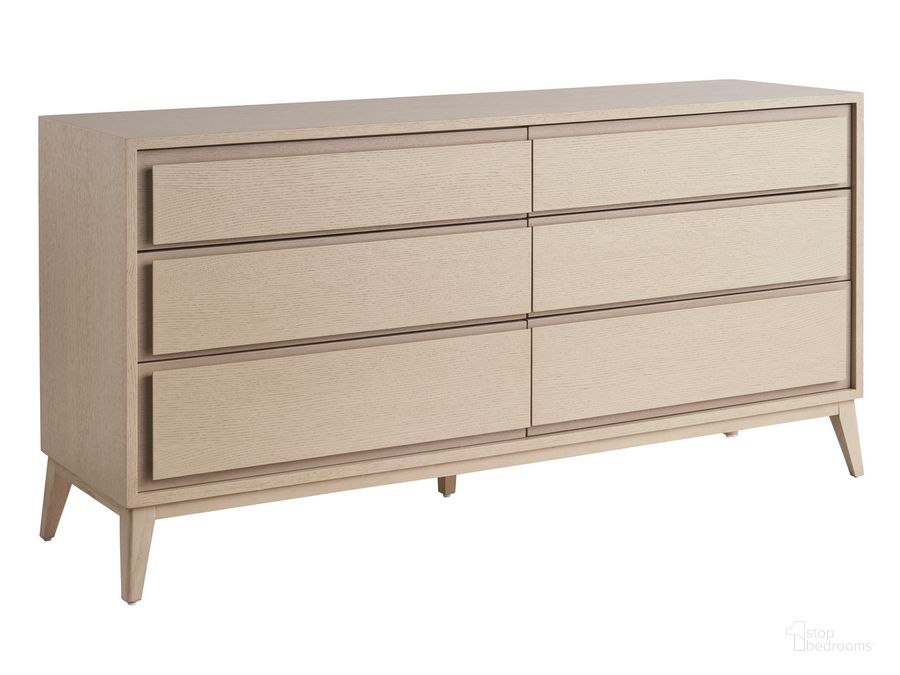 The appearance of Sunset Key Latham Double Dresser In Sand designed by Tommy Bahama in the modern / contemporary interior design. This sand piece of furniture  was selected by 1StopBedrooms from Sunset Key Collection to add a touch of cosiness and style into your home. Sku: 01-0578-222. Material: Wood. Product Type: Dresser. Image1