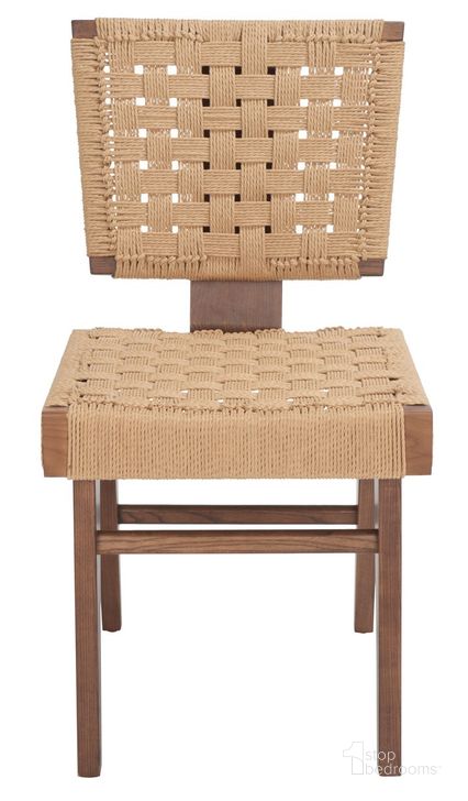 The appearance of Susanne Woven Dining Chair Set of 2 In Natural Walnut designed by Safavieh Couture in the modern / contemporary interior design. This natural walnut piece of furniture  was selected by 1StopBedrooms from Susanne Collection to add a touch of cosiness and style into your home. Sku: SFV4121C-SET2. Material: Wood. Product Type: Dining Chair. Image1
