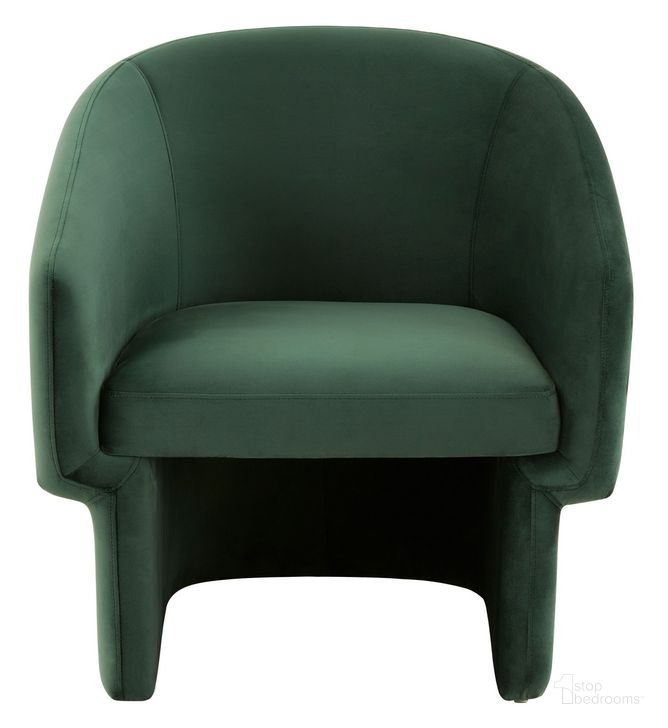 The appearance of Susie Barrel Back Accent Chair In Forest Green designed by Safavieh Couture in the modern / contemporary interior design. This green piece of furniture  was selected by 1StopBedrooms from Susie Collection to add a touch of cosiness and style into your home. Sku: SFV4781B. Material: Wood. Product Type: Accent Chair. Image1