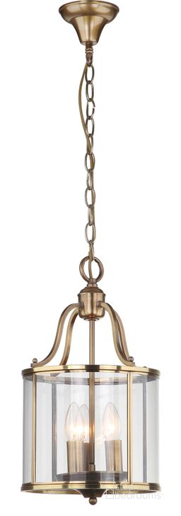 The appearance of Sutton Place Brass 3-Light 10 Inch Pendant Light with Clear Shade designed by Safavieh in the traditional interior design. This brass piece of furniture  was selected by 1StopBedrooms from Sutton Collection to add a touch of cosiness and style into your home. Sku: LIT4219A. Product Type: Pendant Lighting. Material: Brass. Image1