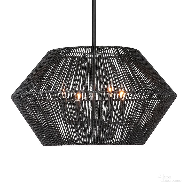 The appearance of Suva 4 Light Rope Pendant In Black designed by Uttermost in the  interior design. This black piece of furniture  was selected by 1StopBedrooms from Suva Collection to add a touch of cosiness and style into your home. Sku: 21589. Material: Steel. Product Type: Pendant Lighting. Image1