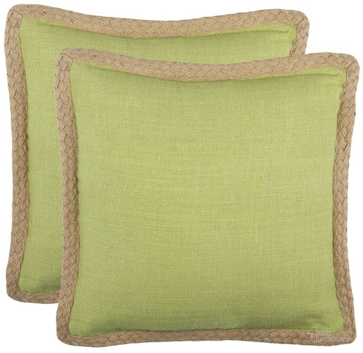 The appearance of Sweet Sorona Pillow PIL260D-1818 Set of 2 designed by Safavieh in the modern / contemporary interior design. This green piece of furniture  was selected by 1StopBedrooms from Sweet Collection to add a touch of cosiness and style into your home. Sku: PIL260D-1818-SET2. Product Type: Pillows and Throw. Material: Jute. Image1