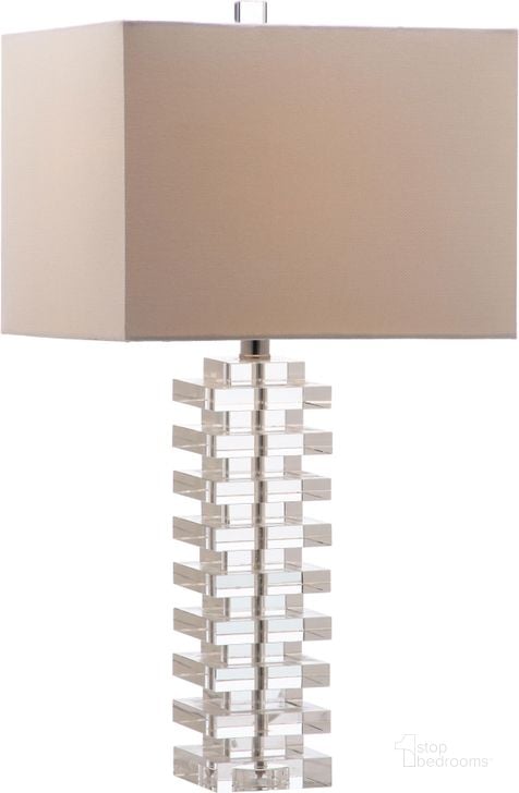 The appearance of Swift Clear 26.5 Inch Table Lamp with White Shade designed by Safavieh in the transitional interior design. This clear piece of furniture  was selected by 1StopBedrooms from Swift Collection to add a touch of cosiness and style into your home. Sku: LIT4286A. Product Type: Table Lamp. Image1