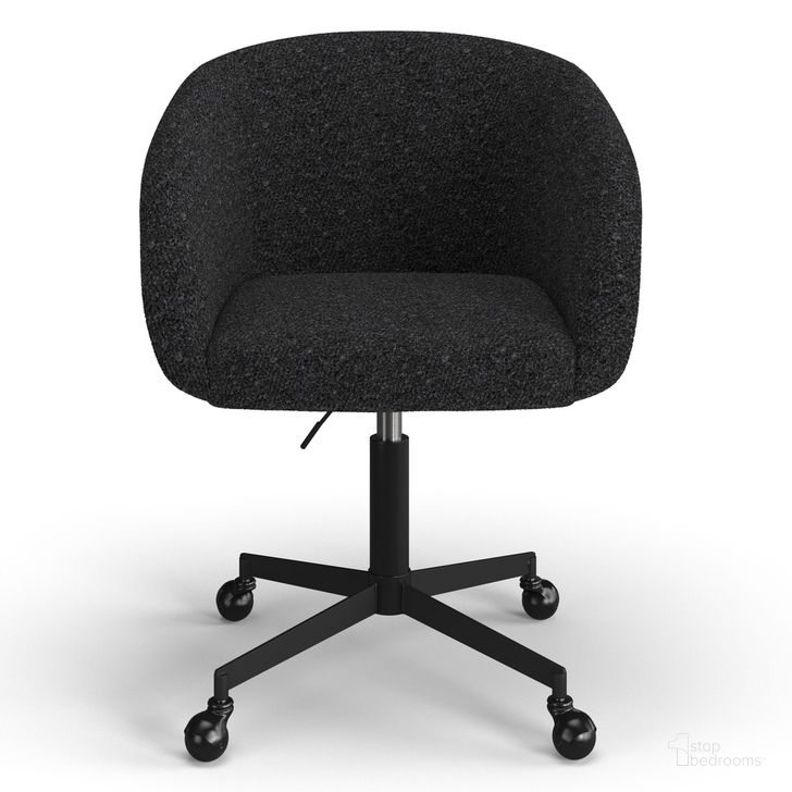 The appearance of Sylvan Boucle Swivel Rolling Task Chair In Black designed by Aeons in the  interior design. This black piece of furniture  was selected by 1StopBedrooms from  to add a touch of cosiness and style into your home. Sku: AE8730-Black. Product Type: Swivel Chair. Material: Plywood. Image1