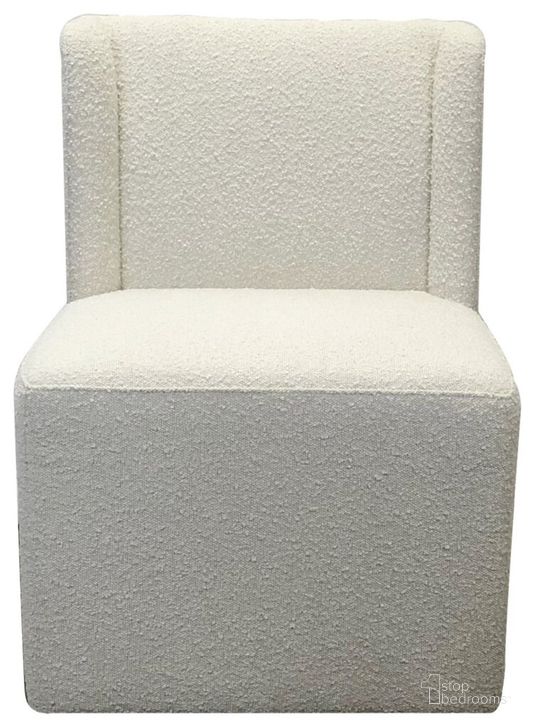 The appearance of Sylvia Boucle Swivel Dining Chair Set of 2 In White designed by Primitive Collections in the modern / contemporary interior design. This white piece of furniture  was selected by 1StopBedrooms from  to add a touch of cosiness and style into your home. Sku: PC818610. Material: Fabric. Product Type: Dining Chair. Image1
