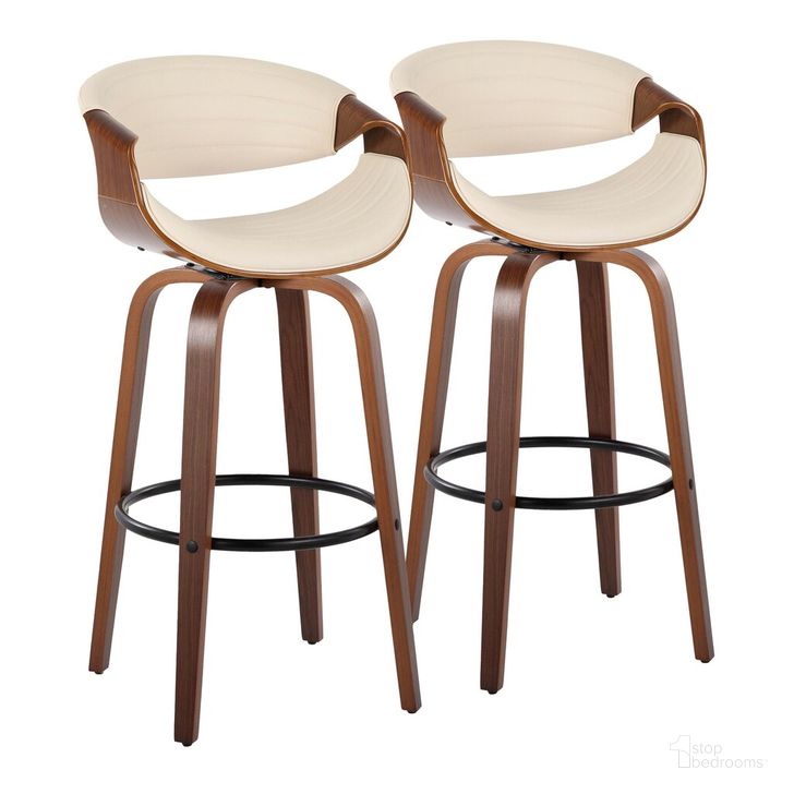 The appearance of Symphony 30 Inch Fixed Height Barstool Set of 2 In Black designed by Lumisource in the transitional interior design. This creamy pearl piece of furniture  was selected by 1StopBedrooms from Curvo Collection to add a touch of cosiness and style into your home. Sku: B30-SYMPPU-GRTZQ2 WLWLCR2. Material: Wood. Product Type: Barstool. Image1
