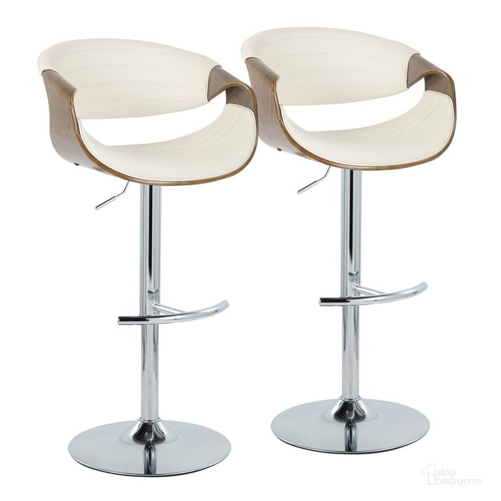 The appearance of Symphony Adjustable Barstool Set of 2 In Chrome designed by Lumisource in the transitional interior design. This white piece of furniture  was selected by 1StopBedrooms from Curvo Collection to add a touch of cosiness and style into your home. Sku: BS-SYMPPU-RT2 CHRLGYW2. Material: Wood. Product Type: Barstool. Image1