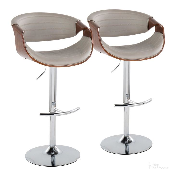 The appearance of Symphony Adjustable Barstool Set of 2 In Grey designed by Lumisource in the transitional interior design. This grey piece of furniture  was selected by 1StopBedrooms from Curvo Collection to add a touch of cosiness and style into your home. Sku: BS-SYMPPU-RT2 CHRWLGY2. Material: Wood. Product Type: Barstool. Image1