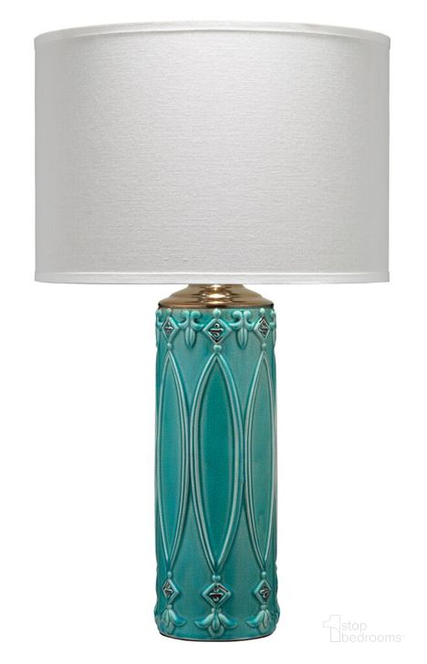 The appearance of Tabitha Table Lamp designed by Jamie Young Company in the transitional interior design. This turquoise piece of furniture  was selected by 1StopBedrooms from Tabitha Collection to add a touch of cosiness and style into your home. Sku: BL616-TL32. Material: Ceramic. Product Type: Table Lamp. Image1