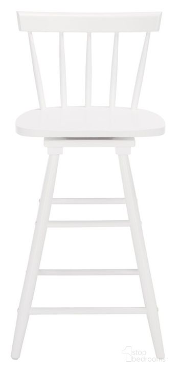 The appearance of Tage Swivel Counter Stool in White designed by Safavieh in the modern / contemporary interior design. This white piece of furniture  was selected by 1StopBedrooms from Tage Collection to add a touch of cosiness and style into your home. Sku: BST1400C. Material: Wood. Product Type: Barstool. Image1