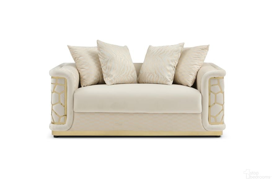 The appearance of Talia Loveseat In Ivory designed by Glory in the modern / contemporary interior design. This ivory piece of furniture  was selected by 1StopBedrooms from Talia Collection to add a touch of cosiness and style into your home. Sku: G0997A-L. Material: Polyester. Product Type: Loveseat. Image1