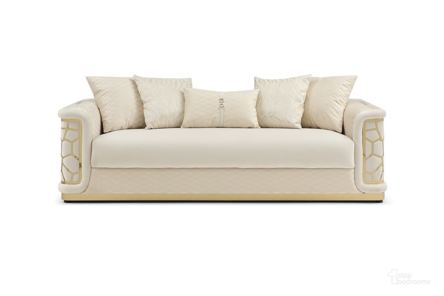 The appearance of Talia Sofa In Ivory designed by Glory in the modern / contemporary interior design. This ivory piece of furniture  was selected by 1StopBedrooms from Talia Collection to add a touch of cosiness and style into your home. Sku: G0997A-S. Material: Polyester. Product Type: Sofa. Image1