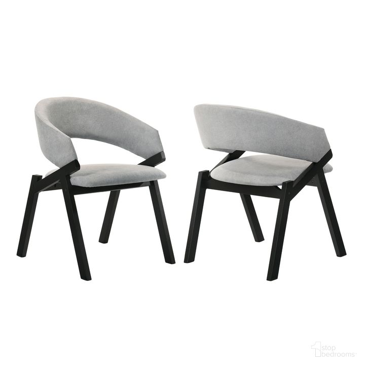 The appearance of Talulah Gray Fabric and Black Veneer Dining Side Chair Set of 2 designed by Armen Living in the transitional interior design. This gray piece of furniture  was selected by 1StopBedrooms from Talulah Collection to add a touch of cosiness and style into your home. Sku: LCTASIGRBL. Product Type: Dining Chair. Material: Rubberwood. Image1