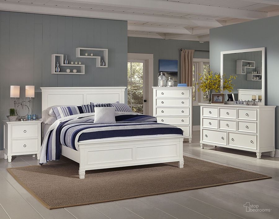 The appearance of Tamarack White Panel Bedroom Set designed by New Classic in the traditional interior design. This white piece of furniture  was selected by 1StopBedrooms from Tamarack Collection to add a touch of cosiness and style into your home. Sku: BB044W-315;BB044W-335;BB044W-040. Material: Wood. Product Type: Bedroom Set. Bed Size: Queen. Image1