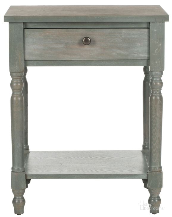 The appearance of Tami French Gray End Table with Storage Drawer designed by Safavieh in the country / farmhouse interior design. This ash gray piece of furniture  was selected by 1StopBedrooms from Tami Collection to add a touch of cosiness and style into your home. Sku: AMH6604B. Material: Wood. Product Type: Nightstand. Image1