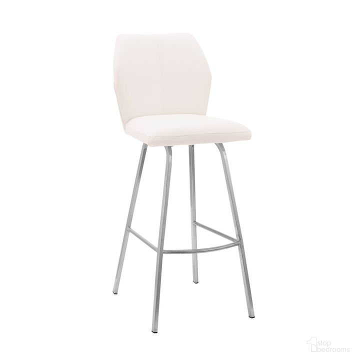 The appearance of Tandy White Faux Leather and Brushed Stainless Steel 26 Inch Counter Stool designed by Armen Living in the modern / contemporary interior design. This white piece of furniture  was selected by 1StopBedrooms from Tandy Collection to add a touch of cosiness and style into your home. Sku: LCTNBABSWH26. Material: Steel. Product Type: Barstool. Image1