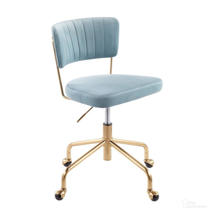 The appearance of Tania Task Chair In Light Blue designed by Lumisource in the modern / contemporary interior design. This light blue piece of furniture  was selected by 1StopBedrooms from Tania Collection to add a touch of cosiness and style into your home. Sku: OC-TANIA AUVLBU. Product Type: Chair. Material: Velvet. Image1