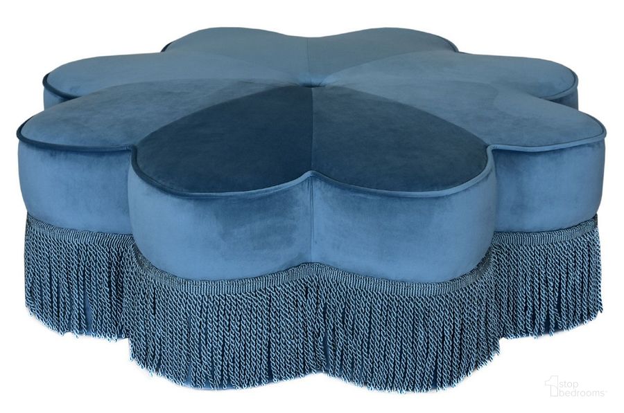 The appearance of Tanith Flower Ottoman in Dusty Blue designed by Safavieh in the modern / contemporary interior design. This dusty blue piece of furniture  was selected by 1StopBedrooms from Tanith Collection to add a touch of cosiness and style into your home. Sku: OTT4500C. Material: Wood. Product Type: Ottoman. Image1