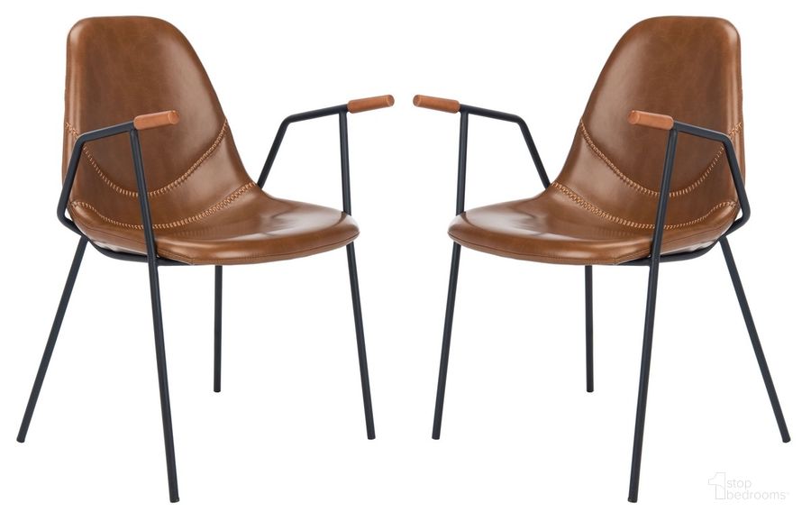 The appearance of Tanner Cognac Mid Century Dining Chair Set of 2 designed by Safavieh in the modern / contemporary interior design. This cognac piece of furniture  was selected by 1StopBedrooms from Tanner Collection to add a touch of cosiness and style into your home. Sku: DCH3001A-SET2. Product Type: Dining Chair. Material: Iron. Image1