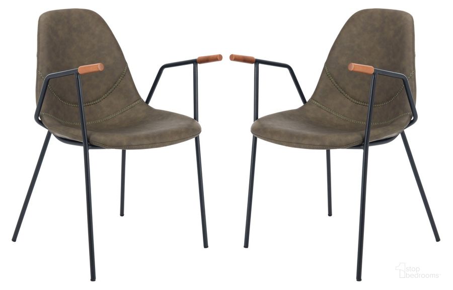 The appearance of Tanner Olive Mid Century Dining Chair Set of 2 designed by Safavieh in the modern / contemporary interior design. This olive piece of furniture  was selected by 1StopBedrooms from Tanner Collection to add a touch of cosiness and style into your home. Sku: DCH3001B-SET2. Product Type: Dining Chair. Material: Iron. Image1