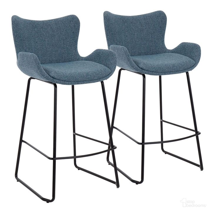 The appearance of Tara Counter Stool Set of 2 In Blue designed by Lumisource in the modern / contemporary interior design. This blue piece of furniture  was selected by 1StopBedrooms from Tara Collection to add a touch of cosiness and style into your home. Sku: B26-TARA BKNBU2. Material: Polyester. Product Type: Barstool. Image1