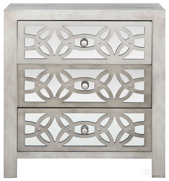 The appearance of Tasha Grey 3-Drawer Chest designed by Safavieh in the transitional interior design. This grey piece of furniture  was selected by 1StopBedrooms from Safavieh AMH Collection to add a touch of cosiness and style into your home. Sku: AMH1505A. Material: Wood. Product Type: Chest. Image1