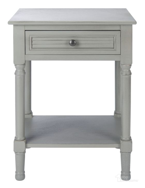 The appearance of Tate 1 Drawer Accent Table in Distressed Grey designed by Safavieh in the modern / contemporary interior design. This distressed grey piece of furniture  was selected by 1StopBedrooms from Tate Collection to add a touch of cosiness and style into your home. Sku: ACC5714C. Material: Wood. Product Type: Accent Table. Image1