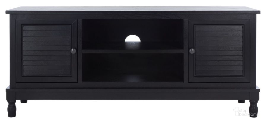 The appearance of Tate 2 Door 1 Shelf Media Stand in Black designed by Safavieh in the modern / contemporary interior design. This black piece of furniture  was selected by 1StopBedrooms from Tate Collection to add a touch of cosiness and style into your home. Sku: MED5708B. Material: Wood. Product Type: Media Unit. Image1