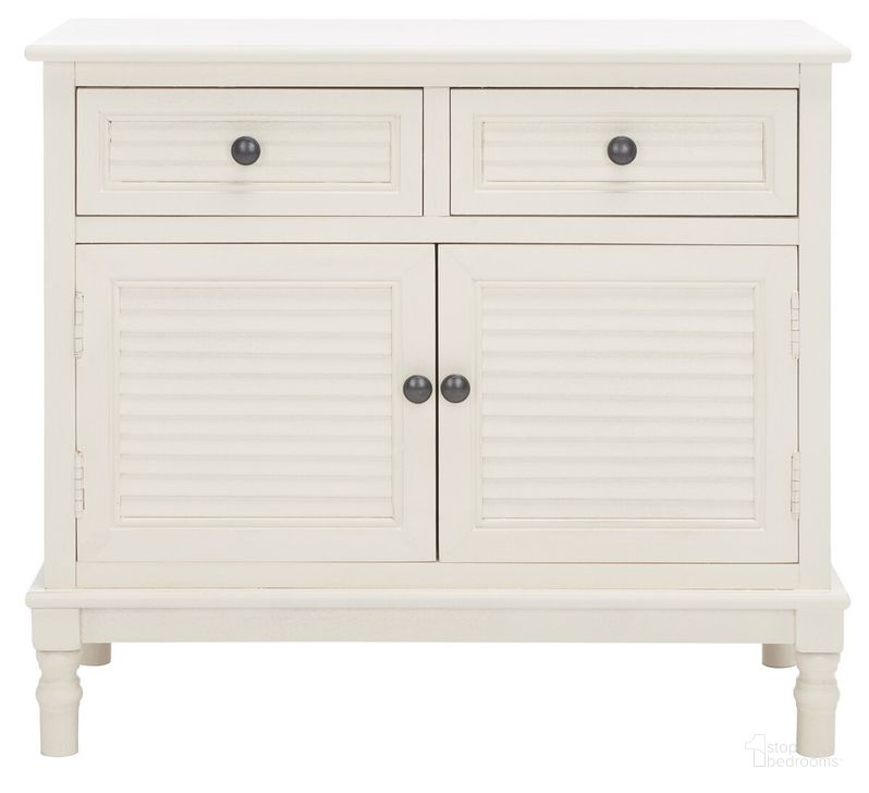 The appearance of Tate 2Drw 2 Door Sideboard in Distressed White designed by Safavieh in the modern / contemporary interior design. This distressed white piece of furniture  was selected by 1StopBedrooms from Tate Collection to add a touch of cosiness and style into your home. Sku: CNS5721A. Material: Wood. Product Type: Side Board. Image1