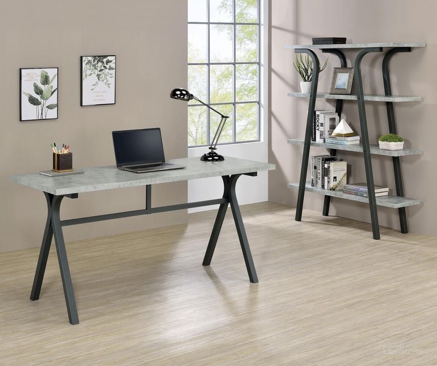 The appearance of Tatum Gunmetal Rectangular Writing Home Office Set designed by Coaster in the modern / contemporary interior design. This gray piece of furniture  was selected by 1StopBedrooms from Tatum Collection to add a touch of cosiness and style into your home. Sku: 805891;805893. Product Type: Home Office Set. Material: Melamine. Image1