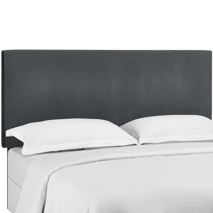 The appearance of Taylor Gray King and California King Upholstered Performance Velvet Headboard designed by Modway in the modern / contemporary interior design. This gray piece of furniture  was selected by 1StopBedrooms from Taylor Collection to add a touch of cosiness and style into your home. Sku: MOD-5884-GRY. Material: Fabric. Product Type: Headboard. Bed Size: King. Image1