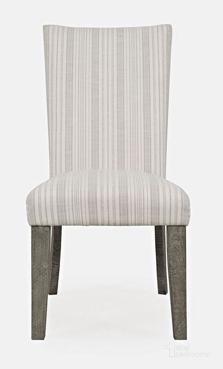 The appearance of Telluride Pine Parsons Striped Upholstery Dining Chair Set of 2 In Driftwood Grey designed by Jofran in the country / farmhouse interior design. This driftwood piece of furniture  was selected by 1StopBedrooms from Telluride Collection to add a touch of cosiness and style into your home. Sku: 2231-405KD. Product Type: Dining Chair. Material: Pine. Image1