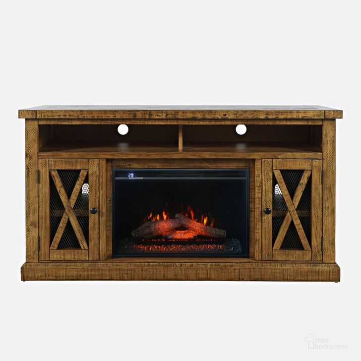 The appearance of Telluride Solid Pine 60 Inch Storage Console TV Stand with Electric Fireplace In Gold designed by Jofran in the country / farmhouse interior design. This gold piece of furniture  was selected by 1StopBedrooms from Telluride Collection to add a touch of cosiness and style into your home. Sku: 1800-FP6032. Product Type: TV Stand. Material: MDF. Image1