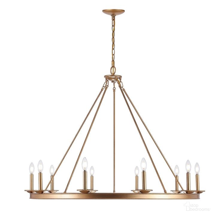 The appearance of Telta 10Lt Chandelier CHA4017B designed by Safavieh in the modern / contemporary interior design. This gold piece of furniture  was selected by 1StopBedrooms from Telta Collection to add a touch of cosiness and style into your home. Sku: CHA4017B. Product Type: Chandelier. Image1