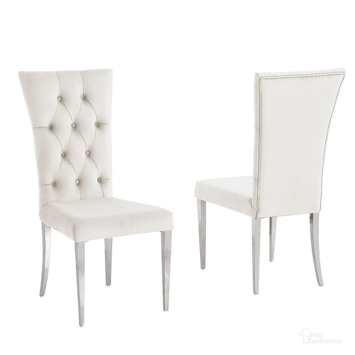 The appearance of Terracotta Velvet Dining Chairs Set of 2 In Silver and Beige designed by Best Master Furniture in the modern / contemporary interior design. This beige and silver piece of furniture  was selected by 1StopBedrooms from Terracotta Collection to add a touch of cosiness and style into your home. Sku: T8403BESC. Product Type: Dining Chair. Material: Velvet. Image1