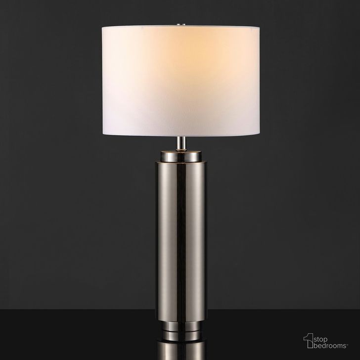 The appearance of Terry Metal Pillar Table Lamp In Nickel And White designed by Safavieh Couture in the modern / contemporary interior design. This nickel piece of furniture  was selected by 1StopBedrooms from Terry Collection to add a touch of cosiness and style into your home. Sku: CTL1025B. Material: Metal. Product Type: Table Lamp. Image1