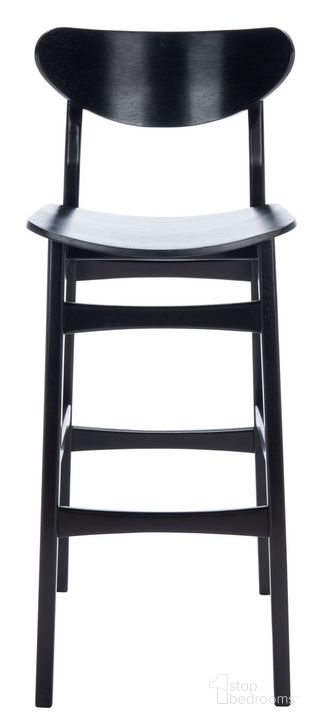 The appearance of Thaxton Bar Stool Set of 2 in Black designed by Safavieh in the transitional interior design. This black piece of furniture  was selected by 1StopBedrooms from Thaxton Collection to add a touch of cosiness and style into your home. Sku: BST1500B-SET2. Material: Wood. Product Type: Barstool. Image1